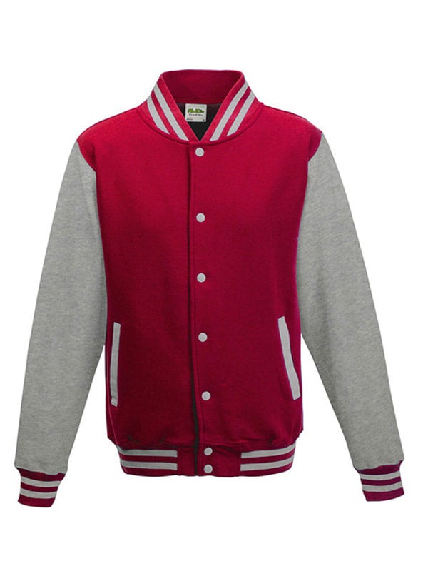 FIRE RED HEATHER GREY LETTERMAN JACKET